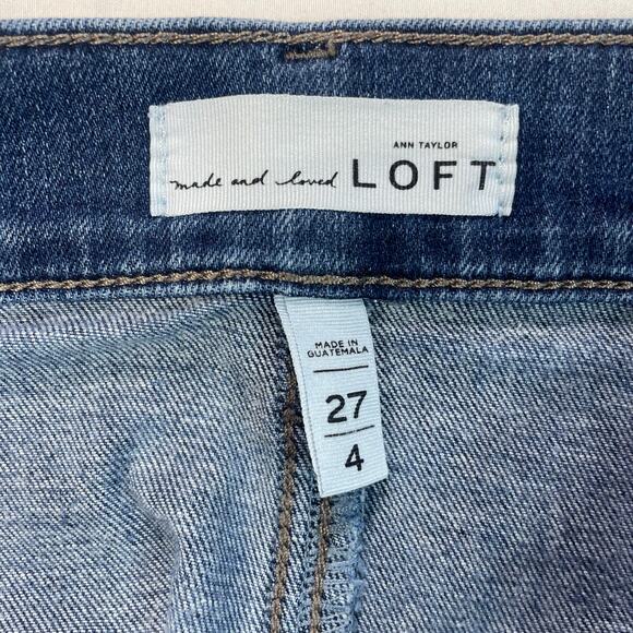 Ann Taylor Loft womens Knee Length Stretch Denim Jean Pencil Midi Skirt Size 4 - Picture 4 of 7